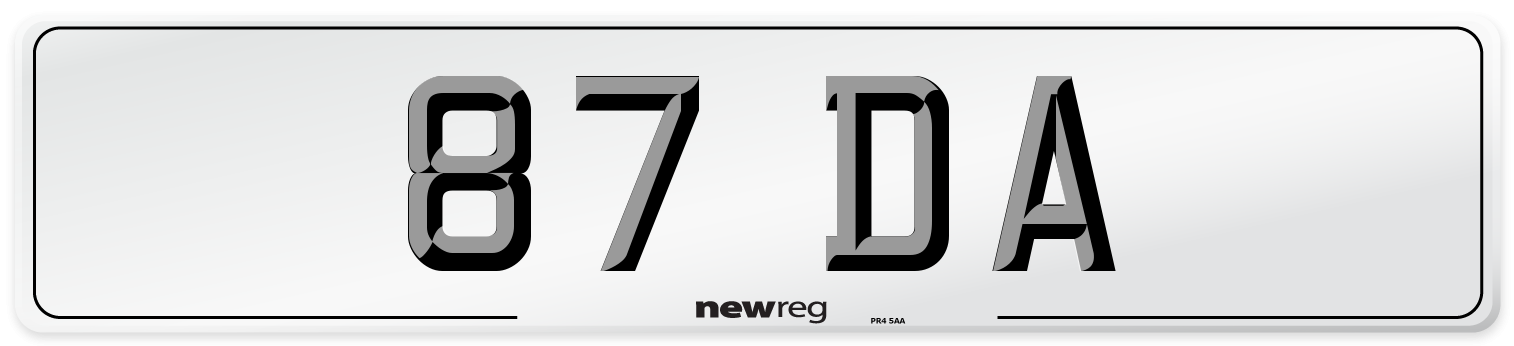 87 DA Number Plate from New Reg